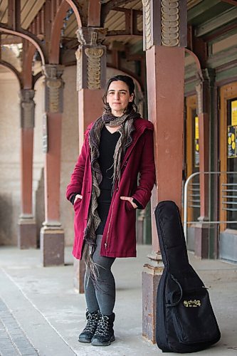 MIKAELA MACKENZIE / WINNIPEG FREE PRESS

Orit Shimoni, travelling musician who has lived in Winnipeg during the pandemic, poses for a portrait outside of Union Station in Winnipeg on Friday, April 2, 2021. For Al Small story.

Winnipeg Free Press 2021