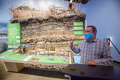 MIKE DEAL / WINNIPEG FREE PRESS
The Manitoba Museum opened a revitalized Prairies Gallery Wednesday morning. 
Kevin Brownlee, curator of archaeology at the Manitoba Museum, talks about the archeological site that was reconstructed.
210407 - Wednesday, April 07, 2021.