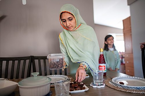 Daniel Crump / Winnipeg Free Press. Asra Waleed sets out dates on the table. Each evening when the sun sets the family will break their ramadan fast by first eating a date. April 10, 2021.