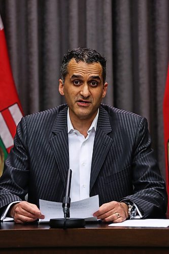 MIKE DEAL / WINNIPEG FREE PRESS
Dr. Jazz Atwal, acting deputy chief provincial public health officer, duringthe COVID-19 update at the Manitoba Legislative building Friday afternoon. 
210416 - Friday, April 16, 2021.