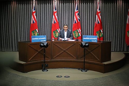 MIKE DEAL / WINNIPEG FREE PRESS
Dr. Jazz Atwal, acting deputy chief provincial public health officer, duringthe COVID-19 update at the Manitoba Legislative building Friday afternoon. 
210416 - Friday, April 16, 2021.