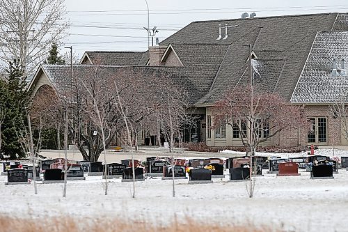JOHN WOODS / WINNIPEG FREE PRESS
Thompson Funeral Home and cemetery on McGillivray Boulevard in Winnipeg Sunday, April 18, 2021. Police were called to a scene in the cemetery for an injured male on Friday. The male died and the homicide unit is investigating.

Reporter: ?