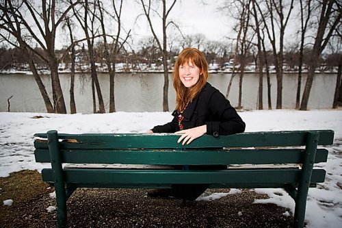 MIKE DEAL / WINNIPEG FREE PRESS
Writes of Spring poet, Libby Jeffrey, in Seniors Citizens Park, which looks out over the Red River, where she goes to find peace during the pandemic. 
Libby Jeffrey is an emerging writer in Treaty 1 Territory, Winnipeg. In 2020, she published her debut Babybytes: Becoming a Mom as the World Locked Down.
210415 - Thursday, April 15, 2021.