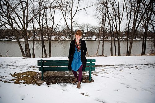 MIKE DEAL / WINNIPEG FREE PRESS
Writes of Spring poet, Libby Jeffrey, in Seniors Citizens Park, which looks out over the Red River, where she goes to find peace during the pandemic. 
Libby Jeffrey is an emerging writer in Treaty 1 Territory, Winnipeg. In 2020, she published her debut Babybytes: Becoming a Mom as the World Locked Down.
210415 - Thursday, April 15, 2021.