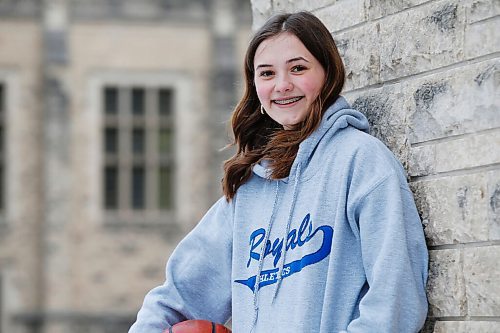 JOHN WOODS / WINNIPEG FREE PRESS
Annika Goodbrandson, a grade 12 Selkirk Royals basketball player, is photographed at the Canadian Mennonite University (CMU) in Winnipeg Tuesday, April 20, 2021, and she will be playing with the CMU Blazers in the fall. 

Reporter: Allen