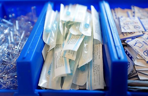 RUTH BONNEVILLE / WINNIPEG FREE PRESS 

49.8 - school vax

Photos of tray of syringes ban-aids, etc.  

Photo taken at Sterling Lyon Health Centre, the office of  Dr. Ruth Grimes, a community primary care and consultative pediatrician based in Winnipeg.


49.8 SCHOOL VACCINATION PROJECT: Were looking at vaccine hesitancy - as well as solutions to address it- by dissecting uptake rates in the Grade 6 HepB and HPV programs, as well as the Grade 8 Tdap program. Data from the WRHA show the city isnt meeting herd immunity goals for any of these vaccines, while some pockets in Winnipeg are far worse than others.

April 26,  2021