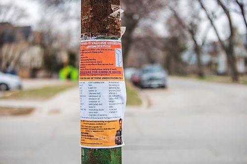 MIKAELA MACKENZIE / WINNIPEG FREE PRESS

Posters advertising vaccine eligibility in West Broadway in Winnipeg on Monday, April 26, 2021. For Cody story.
Winnipeg Free Press 2020.