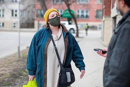 MIKAELA MACKENZIE / WINNIPEG FREE PRESS

Anne-Sofie Van Munster speaks to the Free Press about vaccine eligibility in West Broadway in Winnipeg on Monday, April 26, 2021. For Cody story.
Winnipeg Free Press 2020.