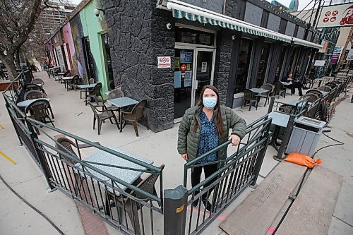 JOHN WOODS / WINNIPEG FREE PRESS
Rhea Collison, Bar Italia operating manager, photographed on the restaurant patio on Corydon in Winnipeg Monday, April 26, 2021. 

Reporter: Abas