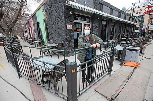 JOHN WOODS / WINNIPEG FREE PRESS
Rhea Collison, Bar Italia operating manager, photographed on the restaurant patio on Corydon in Winnipeg Monday, April 26, 2021. 

Reporter: Abas