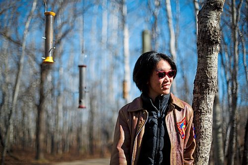 MIKE DEAL / WINNIPEG FREE PRESS
Writes of Spring poet, Alison Wong, by the bird feeding station at FortWhyte Alive, where she would go to find peace during the pandemic. 
Alison Wong has performed spoken-word poetry at open mics in Winnipeg and Kingston
and was a top-ten finalist for CBCs 2019 First Page Writing Contest.
210424 - Saturday, April 24, 2021.