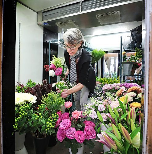 RUTH BONNEVILLE / WINNIPEG FREE PRESS 

Biz - Norwood Florist 

Photo of Michele Pitre, owner of Norwood Florist Design Studio, scene through the doors of her fridge full of beautiful flowers as she puts together a bouquet for a customer on Tuesday.  


Subject: Story on pandemic supply chain issues that florists are facing heading into Mothers' Day, the busiest week of the year for the industry. Business has been up by 30 per cent during the past year because people are sending more flowers since they can't meet in person. But Pitre at Norwood Florists asks customers to be patient because sometimes she doesn't even know what she's getting form the wholesalers



April 27,  2021