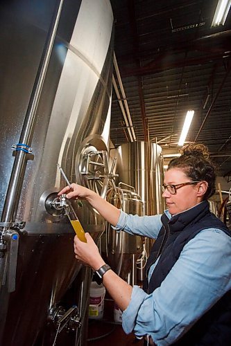 MIKE DEAL / WINNIPEG FREE PRESS
Good Neighbour Brewing co-owner, Morgan Wielgosz, who is also the brew master, are currently brewing out of Oxus Brewing Cos facility (1180 Sanford Street) until they can find their own space.
210428 - Wednesday, April 28, 2021.