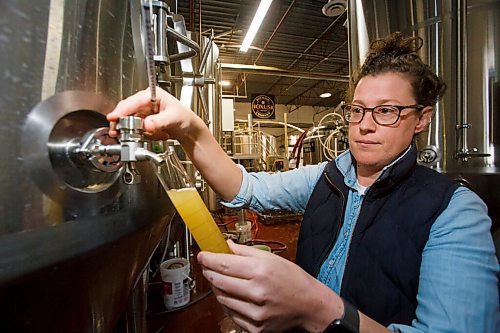 MIKE DEAL / WINNIPEG FREE PRESS
Good Neighbour Brewing co-owner, Morgan Wielgosz, who is also the brew master, are currently brewing out of Oxus Brewing Cos facility (1180 Sanford Street) until they can find their own space.
210428 - Wednesday, April 28, 2021.