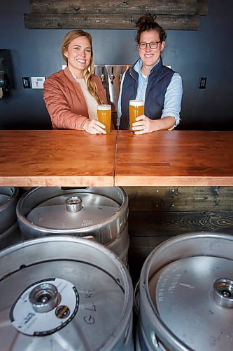 MIKE DEAL / WINNIPEG FREE PRESS
Good Neighbour Brewing co-owners (from left) Amber Sarraillon and Morgan Wielgosz, who is also the brew master, are currently brewing out of Oxus Brewing Cos facility (1180 Sanford Street) until they can find their own space.
210428 - Wednesday, April 28, 2021.