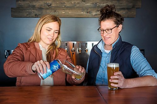 MIKE DEAL / WINNIPEG FREE PRESS
Good Neighbour Brewing co-owners (from left) Amber Sarraillon and Morgan Wielgosz, who is also the brew master, are currently brewing out of Oxus Brewing Cos facility (1180 Sanford Street) until they can find their own space.
210428 - Wednesday, April 28, 2021.