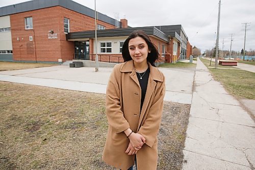 JOHN WOODS / WINNIPEG FREE PRESS
Priya Meyler, grade 12 student and organizer of Beyond The Horizon, will be hosting the Louis Riel School Division student summit tomorrow at College Beliveau and is photographed outside the school in Winnipeg Monday, May 3, 2021. The summit will give students a platform to discuss pandemic and post-pandemic world.

Reporter: Mcintosh