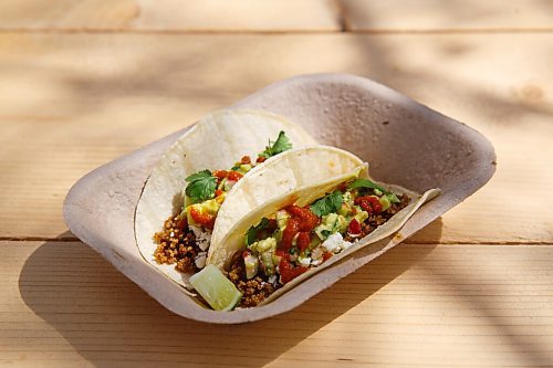 MIKE DEAL / WINNIPEG FREE PRESS
The prairie amber quinoa taco
The Beer Cantina is a Mexican-inspired food stand offering food made with local ingredients to patrons of the patio. Local chef Keith Csabak is leading the endeavour and there will be more cooks in the kitchen during regular pop-ups. This is a step up from the food truck they partnered with last year.
210504 - Tuesday, May 04, 2021.
