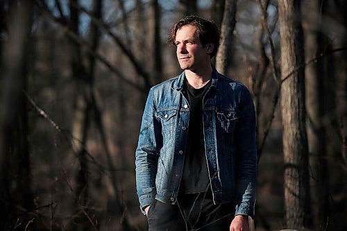 JOHN WOODS / WINNIPEG FREE PRESS
Grant Davidson, aka Slow Leaves, a Winnipeg singer/songwriter and musician walks with his dog Charlie at St. Vital Park Tuesday, May 4, 2021. 

Reporter: Small
