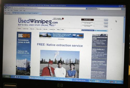 MIKE.DEAL@FREEPRESS.MB.CA 100304 - Thursday, March 4th, 2010 Manitoba Keewatinowi Okimakanak Grand Chief David Harper's computer that has the "hate advertisement" that was found on UsedWinnipeg.com. MIKE DEAL / WINNIPEG FREE PRESS