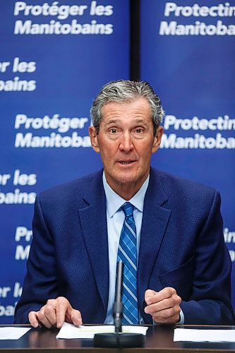 MIKE DEAL / WINNIPEG FREE PRESS
Premier Brian Pallister announces that his government is launching a new Manitoba Pandemic Sick Leave program that will provide direct financial assistance to help fill gaps between federal programming and current provincial employment standards for paid sick leave, during a press conference at the Manitoba Legislative building Friday morning.
210507 - Friday, May 07, 2021.