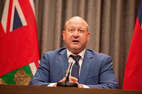 MIKE SUDOMA / WINNIPEG FREE PRESS  
Dr Brent Roussin announces a stricter set of restrictions during a press conference at the Manitoba Legislative Building Friday evening
April 22, 2021