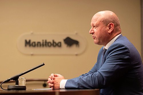 MIKE SUDOMA / WINNIPEG FREE PRESS  
Dr Brent Roussin announces a stricter set of restrictions during a press conference at the Manitoba Legislative Building Friday evening
April 22, 2021