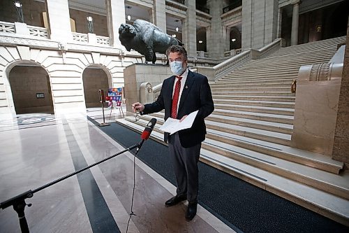 JOHN WOODS / WINNIPEG FREE PRESS
MB Liberal leader Dougald Lamont speaks after Manitoba Education Minister Cliff Cullen and Dr. Brent Roussin, chief provincial public health officer announced additional COVID-19 measures for schools including closures at a COVID-19 press conference at the Manitoba Legislature in Winnipeg Sunday, May 9, 2021. 

Reporter: Durrani