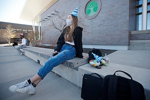 JOHN WOODS / WINNIPEG FREE PRESS
Maples Collegiate student Rebecca Cabral is photographed outside the school on Jefferson in Winnipeg Monday, May 10, 2021. Cabral was celebrating her 17th birthday with her friends on the Monday before COVID lockdown.

Reporter: Abas