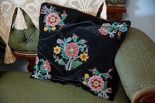 MIKE DEAL / WINNIPEG FREE PRESS
A cushion that belonged to Harriet Inkster with bead work.
Eric Napier Strong, curator and manager of the Seven Oaks House Museum (50 Mac Street) during a behind the scenes look at some of the rarely seen artifacts in Winnipeg's oldest home turned museum.
See Brenda Suderman story
210511 - Tuesday, May 11, 2021.