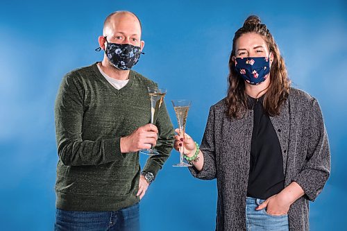 MIKAELA MACKENZIE / WINNIPEG FREE PRESS

Ben Sigurdson and Eva Wasney pose for a portrait for their new food and wine newsletter in Winnipeg on Wednesday, May 12, 2021. For - story.
Winnipeg Free Press 2020.