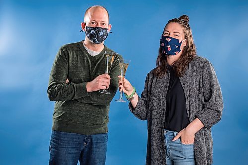 MIKAELA MACKENZIE / WINNIPEG FREE PRESS

Ben Sigurdson and Eva Wasney pose for a portrait for their new food and wine newsletter in Winnipeg on Wednesday, May 12, 2021. For - story.
Winnipeg Free Press 2020.