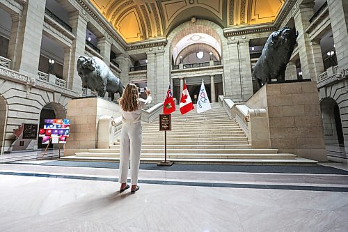 RUTH BONNEVILLE / WINNIPEG FREE PRESS

Local Standup - Manitoba's 150th BDAY

An aide working at the Legislature takes a picture of flags set up on the grand staircase at the Legislative Building on Wednesday in honour of the provinces 150th birthday.  

The province of Manitoba was created by The Manitoba Act, which received royal assent on May 12, 1870, and was officially incorporated into Confederation on July 15 that year.

May 12, 2021

