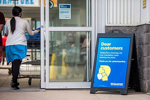 MIKAELA MACKENZIE / WINNIPEG FREE PRESS

Signage lets customers know about the mandatory mask policy at the Polo Park Superstore in Winnipeg on Thursday, May 13, 2021. For --- story.
Winnipeg Free Press 2020.