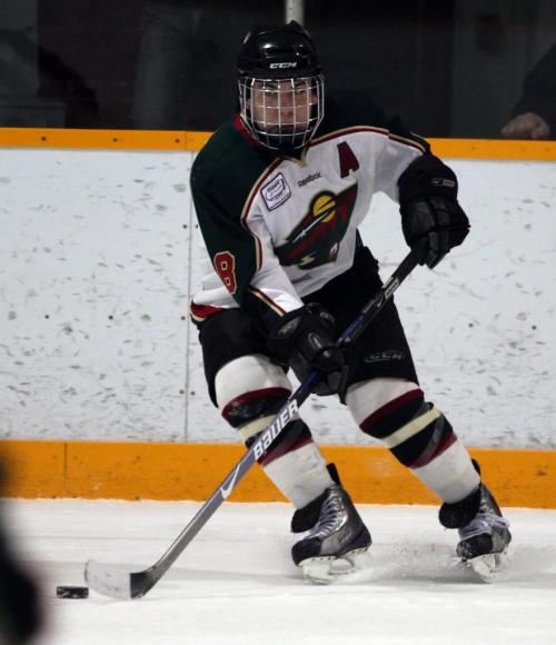 BORIS.MINKEVICH@FREEPRESS.MB.CA WINNIPEG FREE PRESS 100307 Winnipeg Wild midget player Jake Heisinger during playoff series against Eastman in St. Adolphe, MB. Concussion series by Tim Campbell.