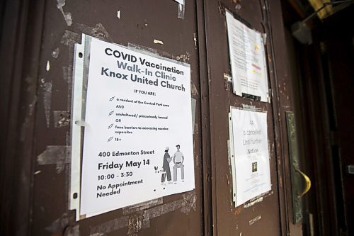 MIKAELA MACKENZIE / WINNIPEG FREE PRESS

A pop-up community vaccine clinic takes place at Knox United Church in Winnipeg on Friday, May 14, 2021. For JS story.
Winnipeg Free Press 2020.