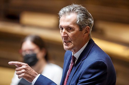 MIKE DEAL / WINNIPEG FREE PRESS
Premier Brian Pallister during question period in the Manitoba Legislative chamber Tuesday afternoon.
210518 - Tuesday, May 18, 2021.