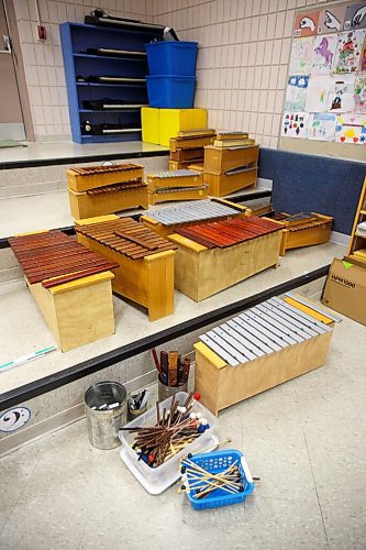 MIKE DEAL / WINNIPEG FREE PRESS
Xylophones sit in a corner of the music room at R. F. Morrison School.
See Maggie Macintosh story
210519 - Wednesday, May 19, 2021.