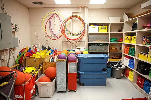 MIKE DEAL / WINNIPEG FREE PRESS
A storage room for the gym at R. F. Morrison School.
See Maggie Macintosh story
210519 - Wednesday, May 19, 2021.