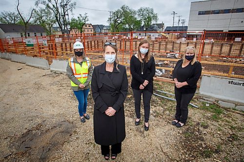 MIKE DEAL / WINNIPEG FREE PRESS
(from left); Pam Sobering, project manager; Wendy Galagan, CEO Ronald McDonald House; Eden Ramsay, Development Communication Officer; and Teressa Blank, Capital Campaign Administrator. 
After 37 years at 566 Bannatyne, construction has begun on a new Ronald McDonald House a few blocks away at 62 Juno Street. The new house will expand the non profits capacity from 14 to 40 bedrooms, each with private bathrooms, along with more than 4 times as much space to help families of and young patients needing care at the childrens hospital. Once complete, the new house will bring new life to the block, and at $20 million, represents a massive investment into the core neighbourhood surrounding the hospital.
210520 - Thursday, May 20, 2021.