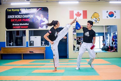 MIKAELA MACKENZIE / WINNIPEG FREE PRESS

Taekwondo athlete Skylar Park trains with her brother, Tae-Ku Park, at TRP Academy of Martial Arts in Winnipeg on Friday, May 21, 2021. For Mike Sawatzky story.
Winnipeg Free Press 2020.