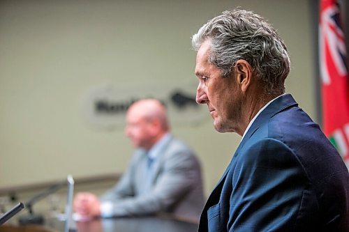 MIKAELA MACKENZIE / WINNIPEG FREE PRESS

Premier Brian Pallister (right) and chief public health officer Dr. Brent Roussin announce new restrictions at the Manitoba Legislative Building in Winnipeg on Thursday, May 27, 2021. For Larry Kusch story.
Winnipeg Free Press 2020.