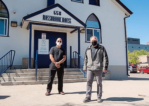 MIKE SUDOMA / WINNIPEG FREE PRESS  
(Left to Right) Operations Manager, Warren Goulet and Executive Director, Phil Chiapetta stand in front of Rossbrook House, a drop in centre the two have been a part of for the past 40+ years.
May 28, 2021