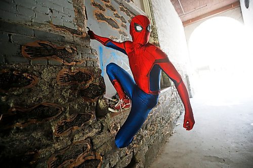 JOHN WOODS / WINNIPEG FREE PRESS
Winnipegs Spider-Man is photographed in the Exchange District in Winnipeg Monday, May 31, 2021. Spider-Man conducts neighbourhood patrols on his bicycle.

Reporter: Sanderson