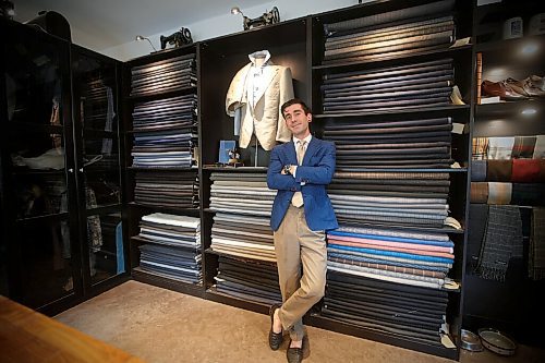 JOHN WOODS / WINNIPEG FREE PRESS
Nicholas Klein, who owns Lagioia & Klein - bespoke tailors, is photographed at his tailor shop in Winnipeg Tuesday, June 1, 2021. Klein, also a full-time teacher, makes custom-made garments for his clients.

Reporter: ?