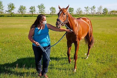 MIKE DEAL / WINNIPEG FREE PRESS
Manitoba-bred Champion Melisandre who won a recent stake and is now a perfect 5-for-5, with trainer Lise Pruitt, at the Assiniboia Downs Thursday morning.
See George Williams story
210603 - Thursday, June 03, 2021.