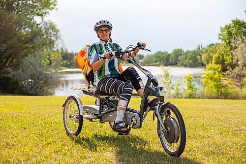 Daniel Crump / Winnipeg Free Press. Jocelyne Pambrun has MS and pain from a car accident. Riding her electric tricycle has given her a new sense of freedom and makes her "feel like a kid again." June 5, 2021.