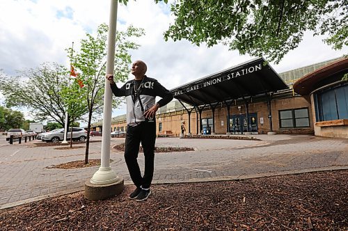 RUTH BONNEVILLE / WINNIPEG FREE PRESS

49.8 - Black Porter

Portrait of Mark Collins outside Via Rail station on Main Street for story.

Mark Collins served as a sleeping car porter on the railway through the 80s/90s, part of a history piece on Winnipegs black porters.

JS story

June 09,, 2021

