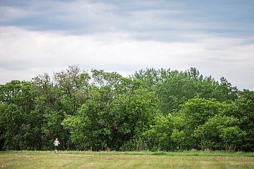 MIKAELA MACKENZIE / WINNIPEG FREE PRESS

Logan Bresciana goes for a run in hot and humid conditions, with clouds threatening rain above, at Marlene Street Park in Winnipeg on Wednesday, June 9, 2021. Standup.
Winnipeg Free Press 2021.