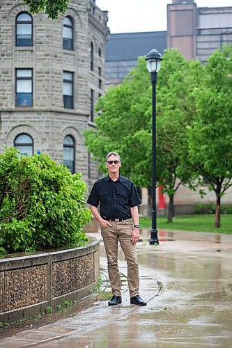 MIKAELA MACKENZIE / WINNIPEG FREE PRESS

James Currie, interim president of the University of Winnipeg, poses for a portrait on campus in Winnipeg on Wednesday, June 9, 2021. Public health officials have informed colleges and universities that their best projection is life in Manitoba will be near normal after Labour Day  a promising sign there can be a robust return to in-class learning on campuses this fall. For Maggie Macintosh story.
Winnipeg Free Press 2021.